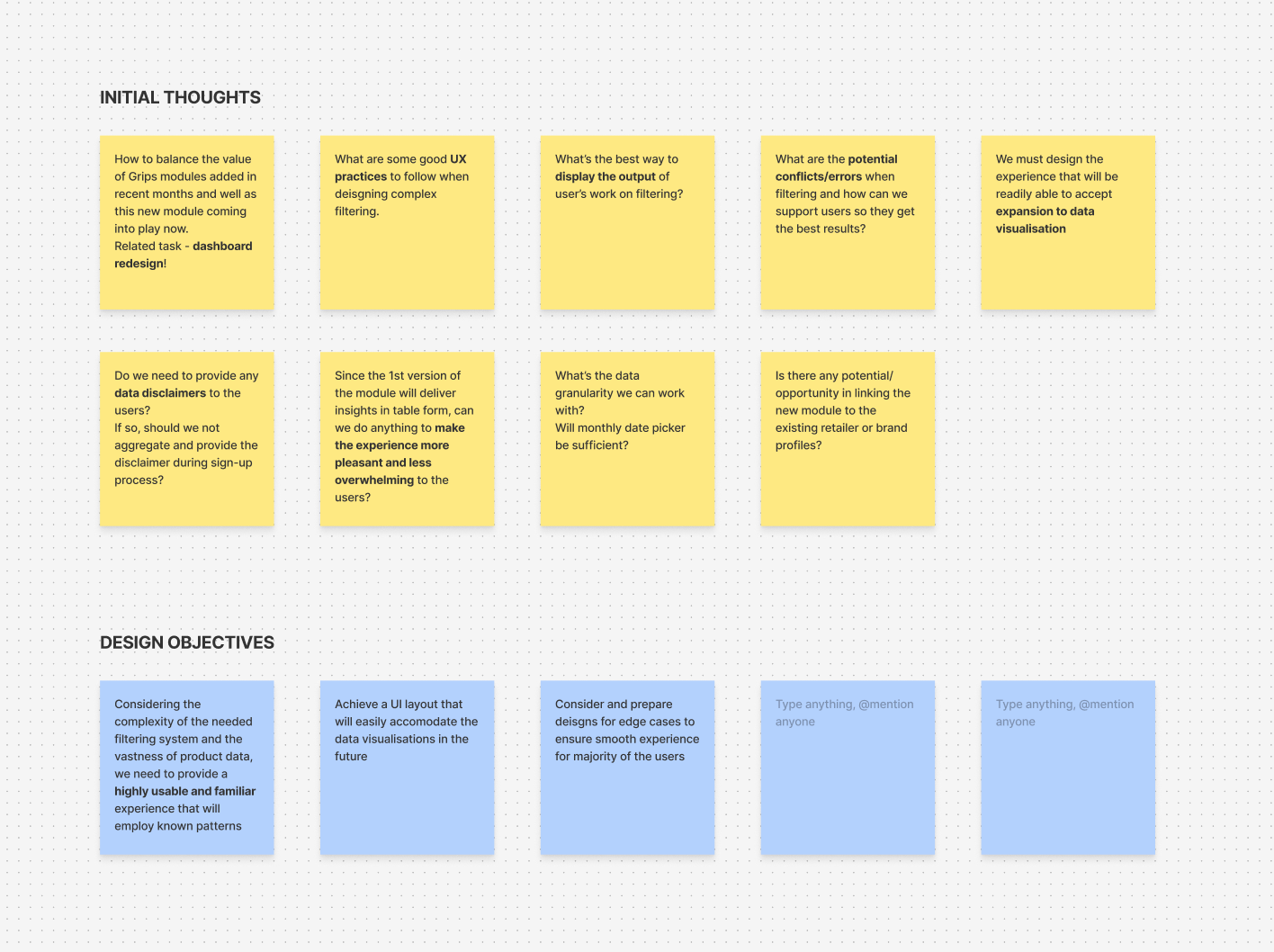 Initial thoughts and design objectives.